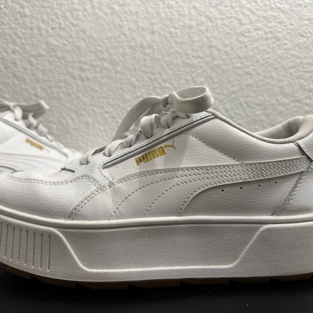 Puma Women's Platform Low-Top White and Gold Sneakers Size 8